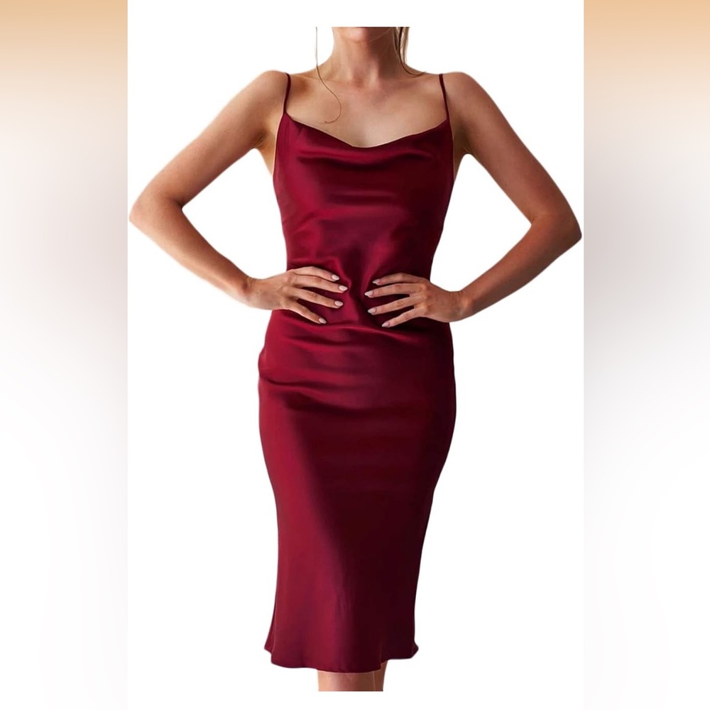 Elegant Satin Dress in Rich Burgundy